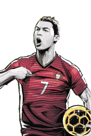 巴西艺术家斯奎拉为世界杯32强绘制海报,图为c罗穿着葡萄牙队球衣.