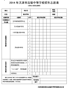 2014年天津市高级中等学校招生志愿填报的分数为7月11日至7月15日中午人取年高中立时间新场图片