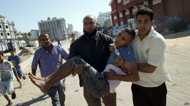 以色列空袭加沙地带造成伤亡。来源 BBC网站