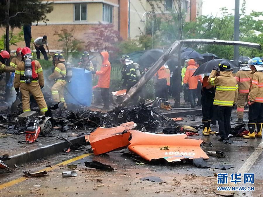 韩国光州市中心发生直升机坠落事故 已确认3人