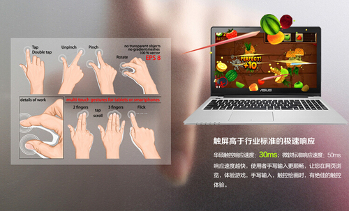预装Win8系统,采用触控屏幕