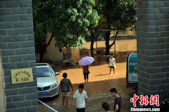 崇左市江州区政府生活区出现严重内涝。　蒋雪林　摄