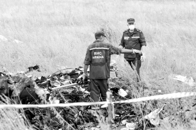 图为在乌克兰顿涅茨克州拍摄的马航MH17航班坠毁现场。新华社发