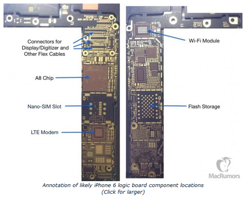 螺丝孔与外壳相符 苹果iphone6主板曝光