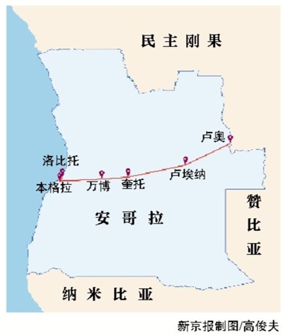 7月3日,安哥拉本格拉铁路沿线居民在铁路线附近行走。昨日,本格拉铁路全线竣工,并将于年内正式通车运营。新华社发