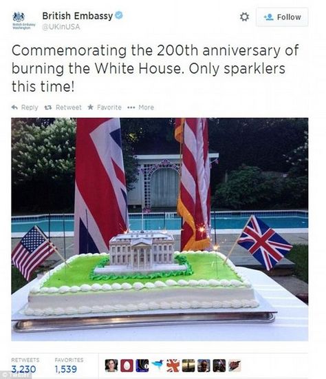 英国使馆庆祝火烧白宫200周年 引美国人抗议(图)