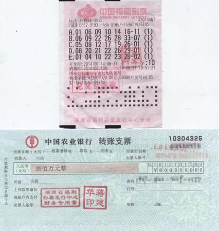 中奖奖票及领奖支票