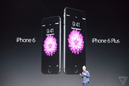iPhone 6和iPhone 6 Plus（图片来自The Verge）