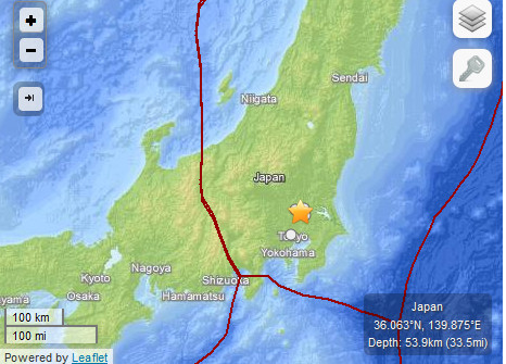 日本东部发生5.6级地震。