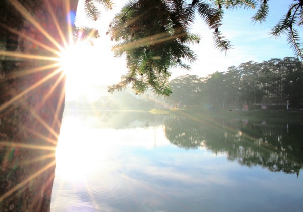 美美的早晨吃好早餐来到春香湖,这时的春香湖太美了,太阳刚刚升起