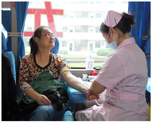湖北省荆门市掇刀石中学教师义务献血(图)