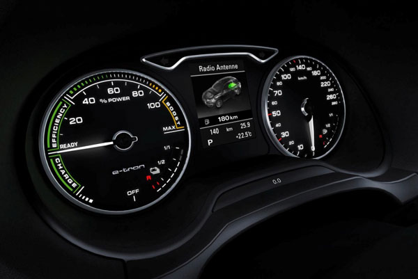 全新奥迪A3 Sportback e-tron以功率表取代了转速表