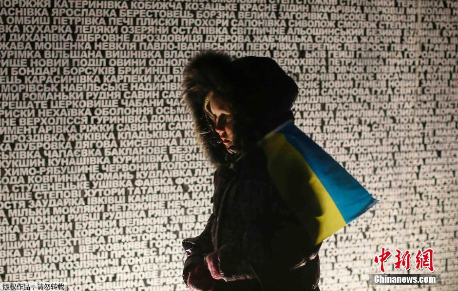 乌克兰纪念大饥荒81周年 波罗申科跪祭逝者