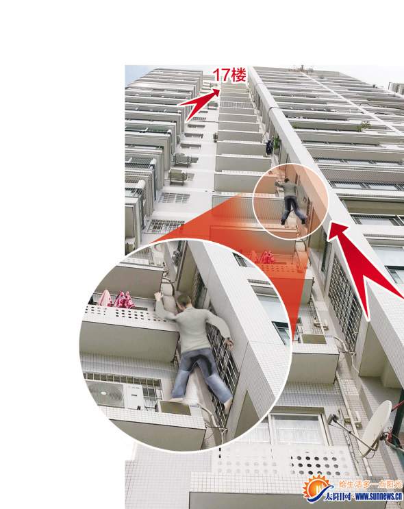 蜘蛛大盗徒手爬上17楼 偷来7万元全用来打网游