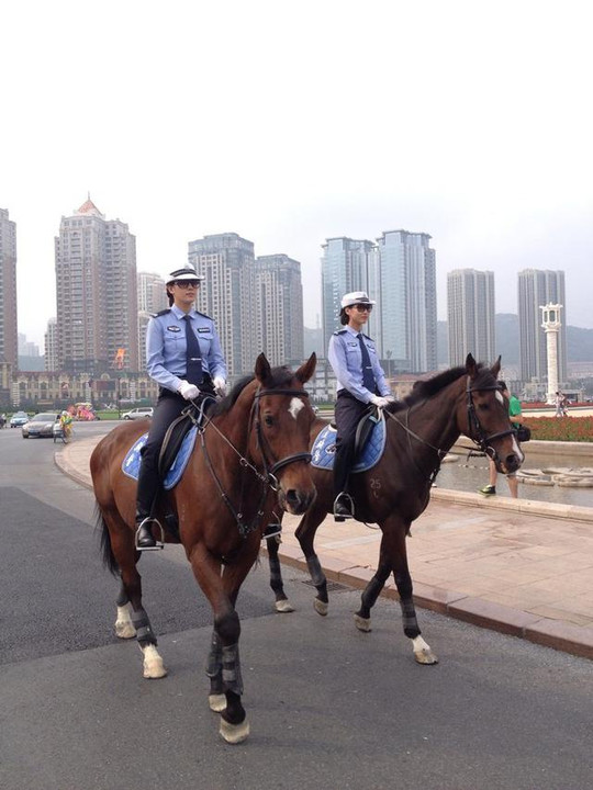 面包君:大连最受关注的女骑警很多时候白天都会在这附近巡逻