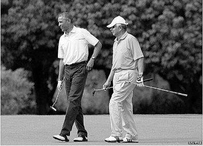 纳吉布与奥巴马打高尔夫 供图/英国广播公司
