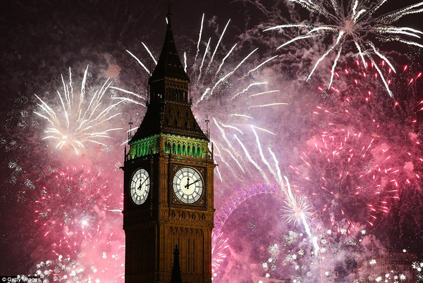 2015年伦敦新年倒数烟花高清视频!看烟花绽放