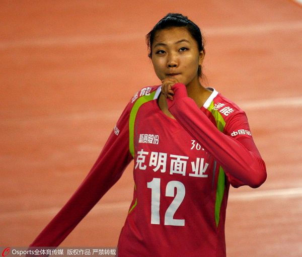 图文:八一女排夺联赛冠军 袁心玥可爱