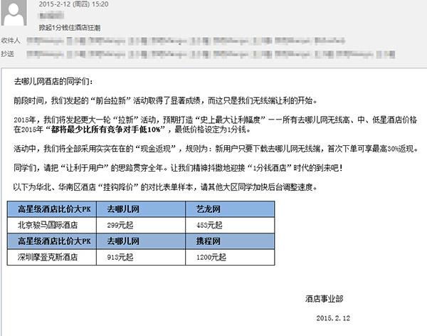 去哪网离店返现怎么办