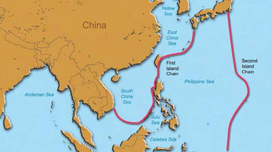 图1:第一,第二岛链(来源:美国海军情报局[oni]报告《中国特色现代化