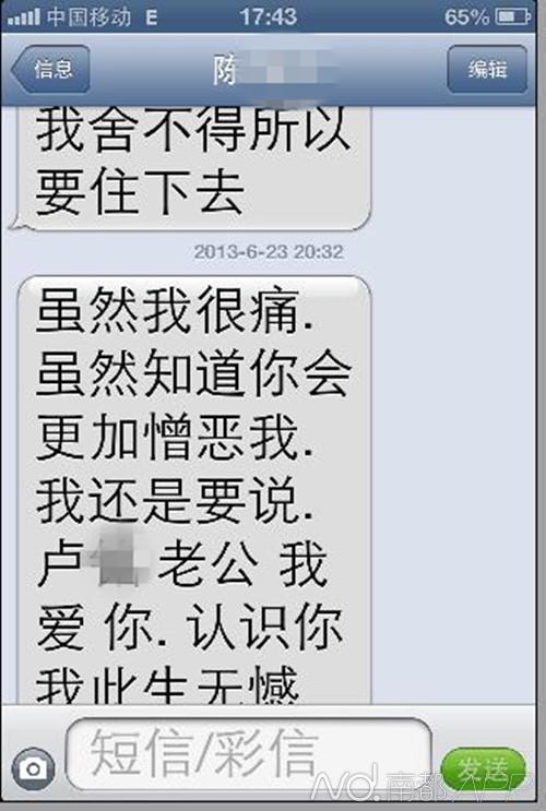 陈某与男朋友的短信交换。 当事人供图