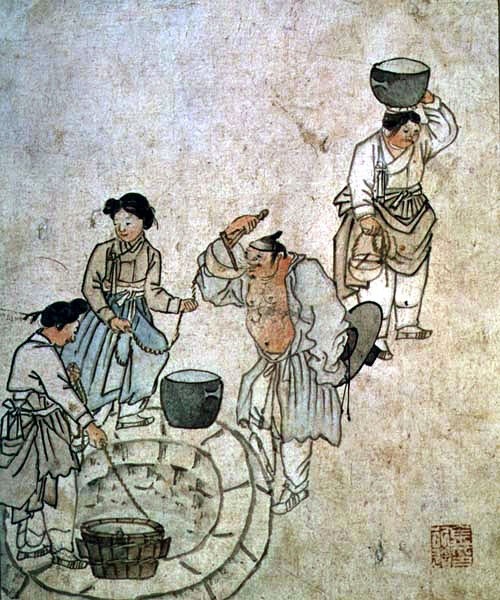 三,朝鲜后期风俗画家金得臣金得臣(1754-1822)是朝鲜后期画家,祖籍开