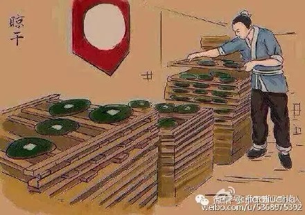 晾干:把压制好的茶叶晾干,注意通风.