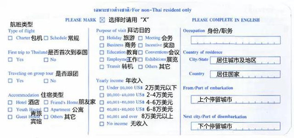 各国入境卡填写指南