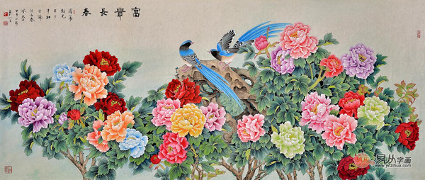 牡丹系以八大色著称,如白色的"夜光白",蓝色的"蓝田玉",红色的"火炼
