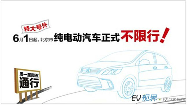 奔跑吧EV 北京纯电动车不限行六一正式实施