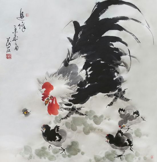 蔡茂友水墨作品之雄鸡系列