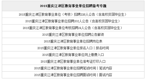 2015重庆江津区教育事业单位招聘信息汇总-搜