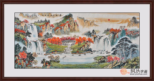 画家易天也秀美聚宝盆山水画欣赏
