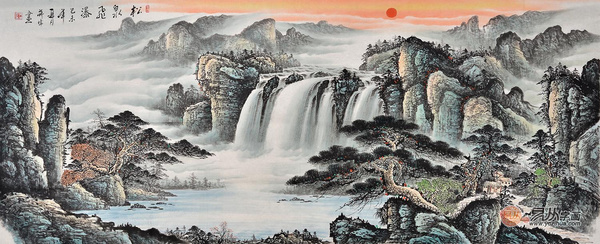 值得收藏的字画作品二:云瀑春晖 蒋伟国画山水画作品《松泉飞瀑》