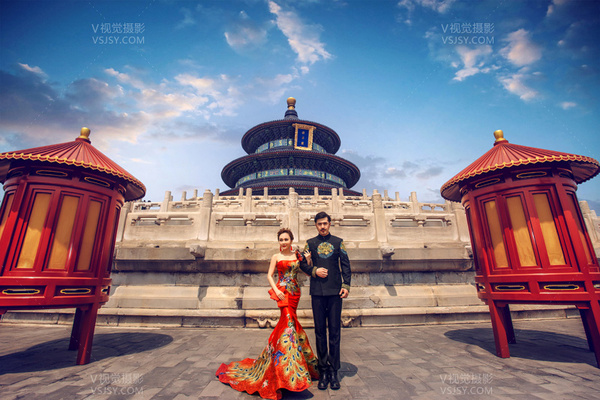 中国风婚纱照,V视觉定格北京婚纱摄影东方美