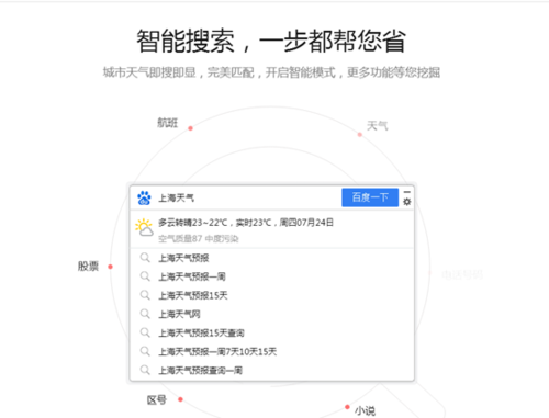 依托于百度丰富的产品生态及合作资源，桌面百度在实用性上也得到空前加强，小小工具条可谓是“五脏俱全”。包括热点新闻、今日热搜、音乐、微信、股票等信息一键触达，截图、便签等工具一应俱全，基本涵盖了用户日常网络需求。此外，结合百度领先的智能搜索技术，用户在搜索包括城市天气、电话号码、小说、航班、区号、股票等信息时，桌面百度会直接通过搜索框下拉的形式即搜即显，完美匹配用户潜在需求，彰显“一步都要省”的极致用户体验。
