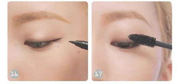 9.为了防止晕染,眼角处的眼线延长线可以用液体眼线笔.