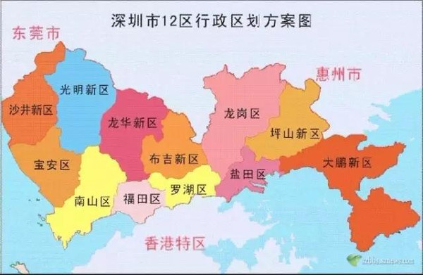 题外话: 据说宝安还要"分家" 下图为网上流行的深圳市12区规划图.图片