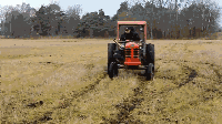 不过拖拉机毕竟是用来农耕的,在公路上跑得不多,那我们还是到田里试