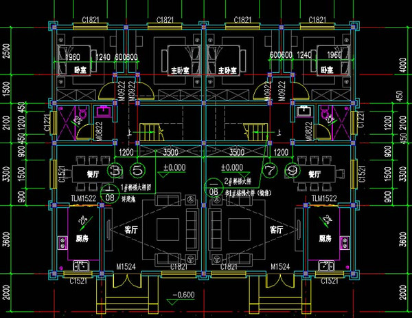 户型特点:适合农村两户合建房屋,新农村双拼别墅建房图纸.