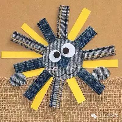 旧牛仔裤DIY动物布贴画,废旧牛仔大解放