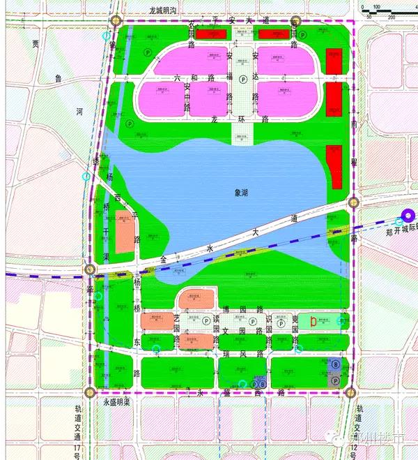 图为东区象湖区域规划(紫色的是行区,绿色的都是绿化)