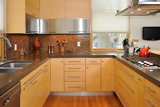 整体厨房不锈钢台面效果图