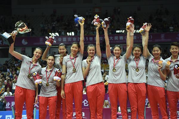 当日,2015世界女排大奖赛北仑站比赛落下帷幕,中国队以3比1战胜