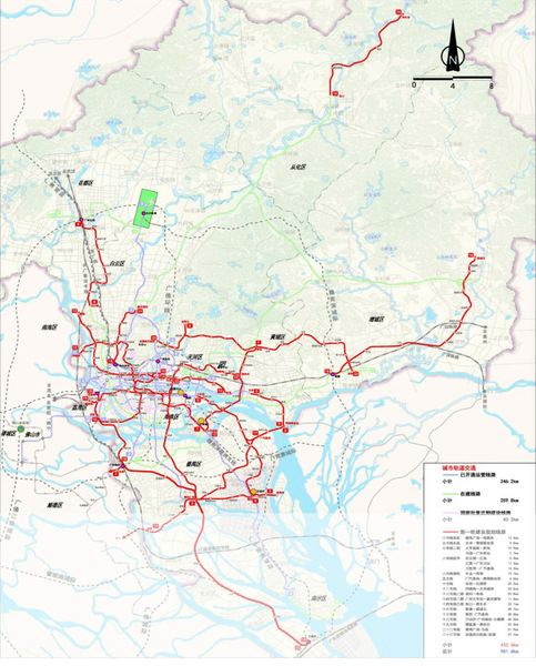 《地铁设计通讯》第57期中获知,广州在2015-2025将规划16条(段),432