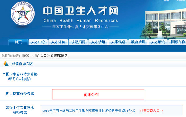 中国卫生人才网2015护士资格考试成绩查询入