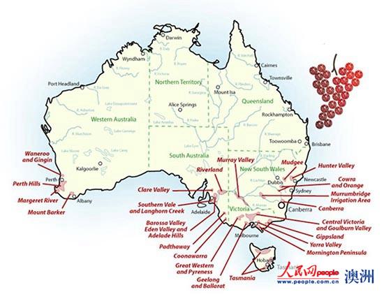 澳大利亚葡萄酒产区地图(铂高汇精品酒庄提供)图片