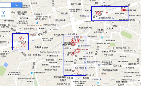 先来感受下:地图上红圈圈标的这10个地方都叫"本站喷水池"