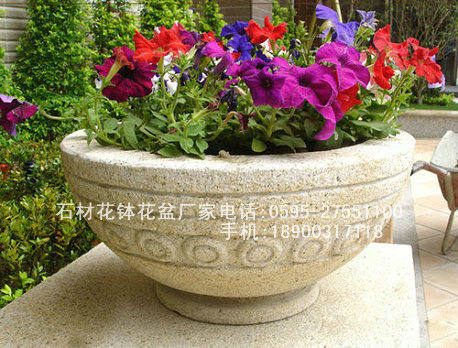 园林景观石材花钵 户外造景石花盆