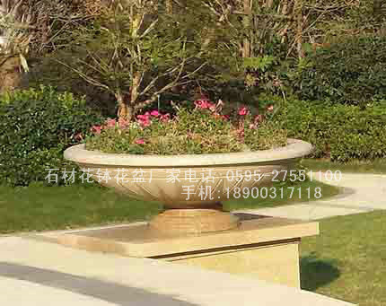 园林景观石材花钵 户外造景石花盆